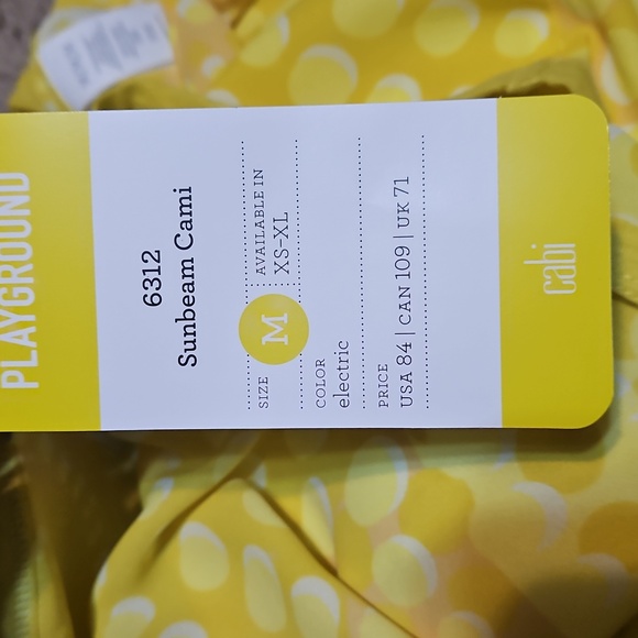 NWT CAbi Sunbeam Yellow Cami - Picture 10 of 11